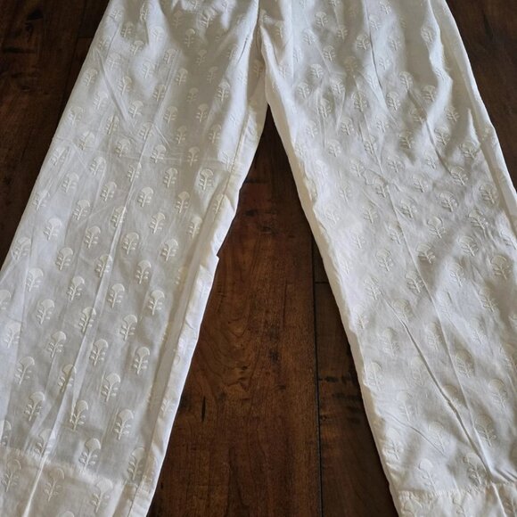 Women's Limelight Off White Cotton Pants Casual Straight Trousers Size Medium - Picture 3 of 5